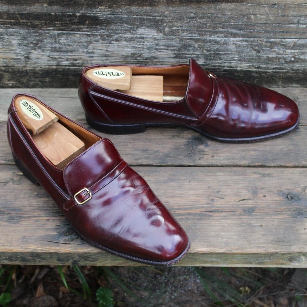 Church's Burgundy Leather Buckle Loafer, Size 9.5 D US, Made in England, GUC